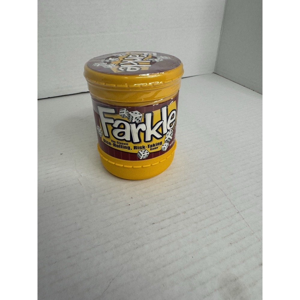 Farkle The Classic Dice Rolling Risk Taking Game in Orange Travel Cup NEW SEALED